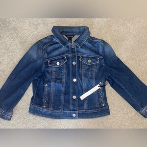 NWT) White House black market jean jacket (slightly bedazzled) size 10